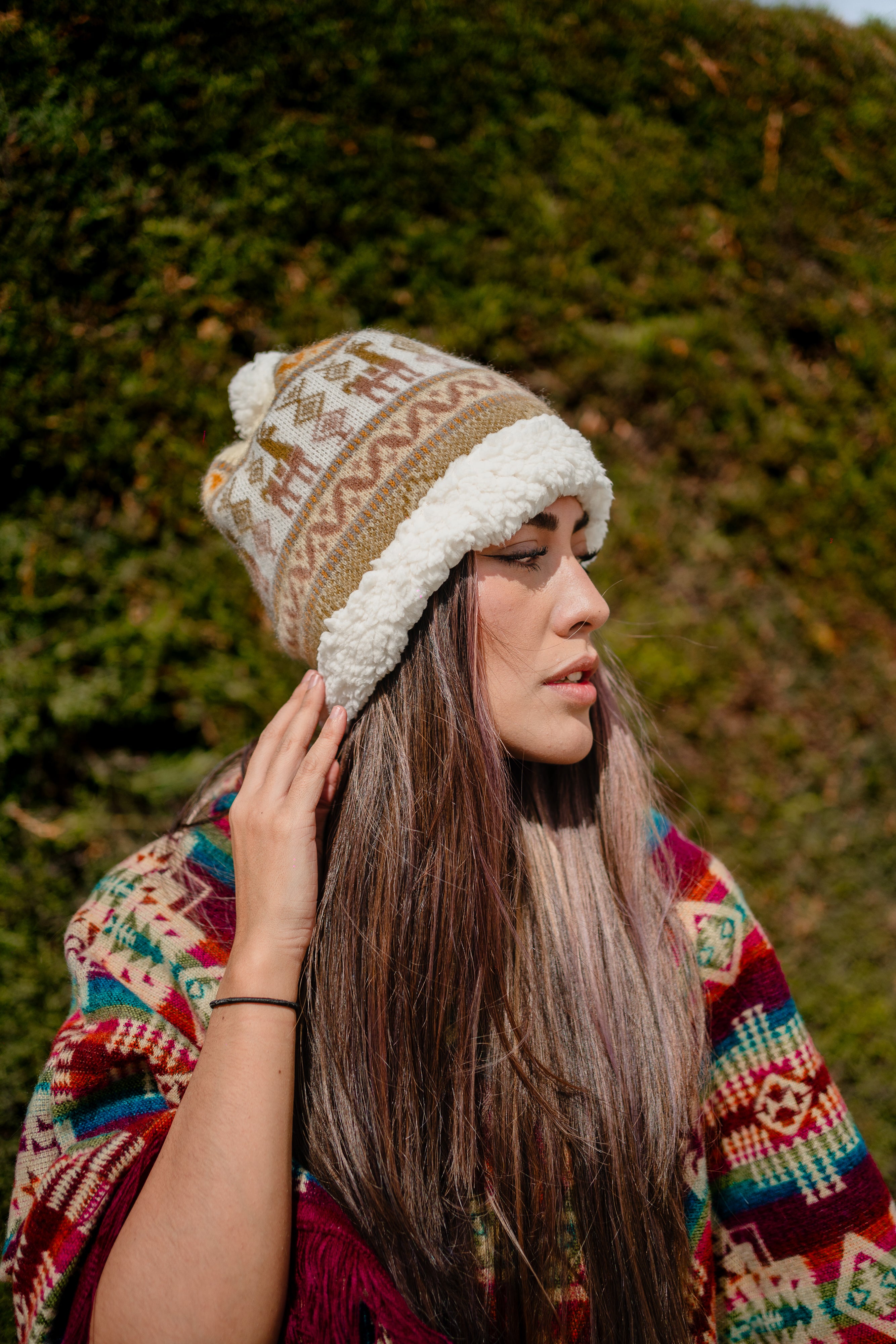 Alpaca hat with sheepskin interior coverage